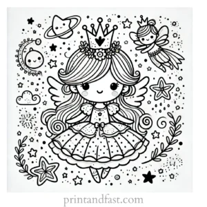 princess coloring page whimsical