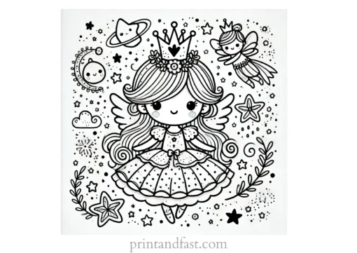 princess coloring page whimsical