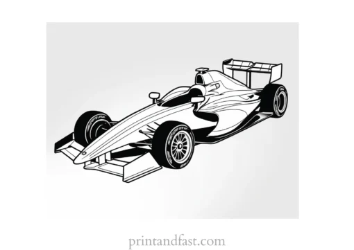 race car coloring page black and white