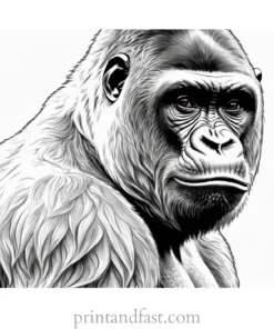 realistic Gorilla Coloring Page