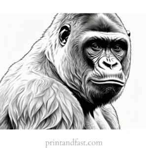 realistic Gorilla Coloring Page