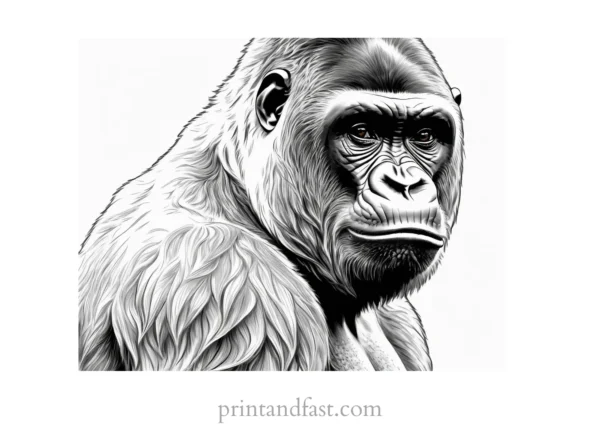 realistic Gorilla Coloring Page