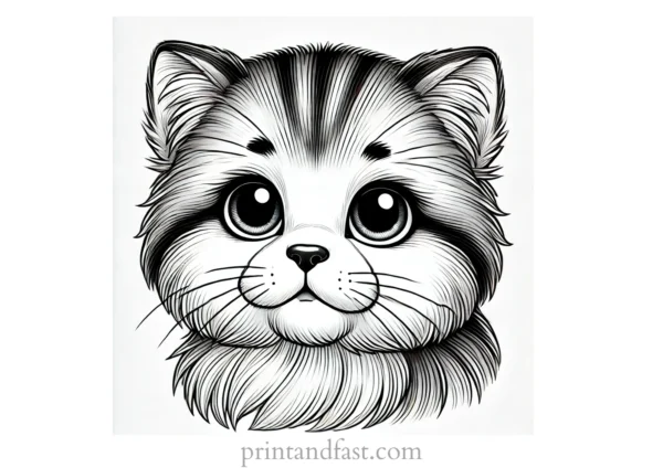 realistic cat coloring page