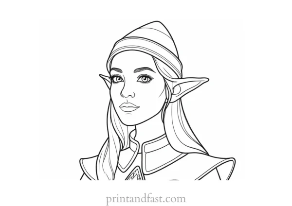 realistic elf coloring page