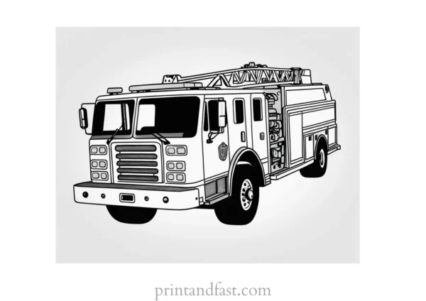 realistic fire truck coloring page