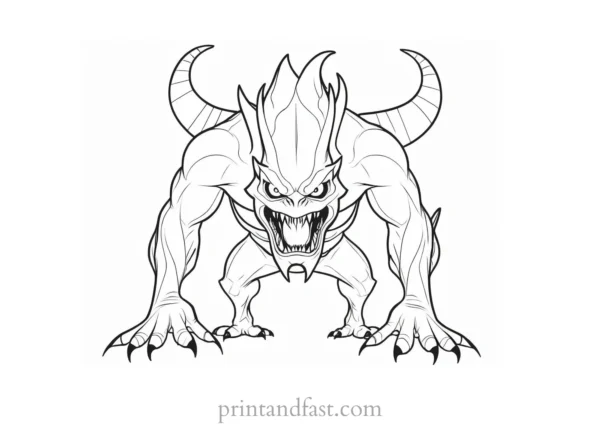 realistic monster coloring page