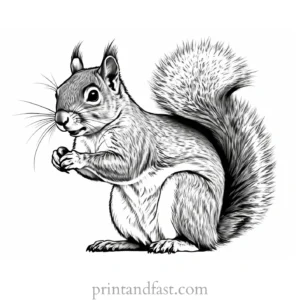 realistic squirrel coloring page