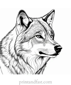 realistic wolf coloring page