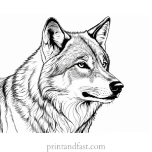 realistic wolf coloring page