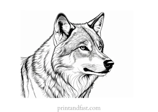 realistic wolf coloring page