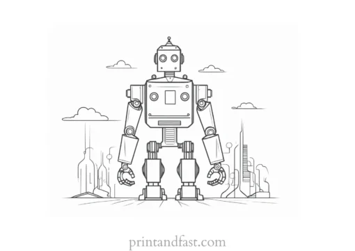 robot coloring page template