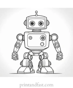 robot coloring page with background