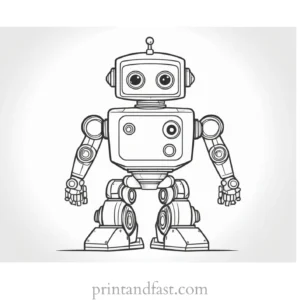 robot coloring page with background