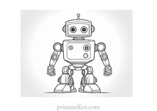 robot coloring page with background