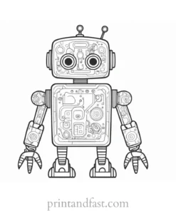 robot coloring page with patterns