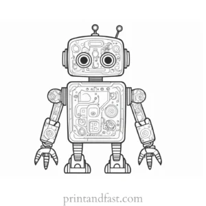 robot coloring page with patterns