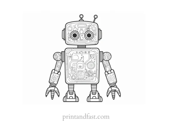 robot coloring page with patterns