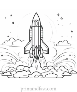 rocket ship coloring page design