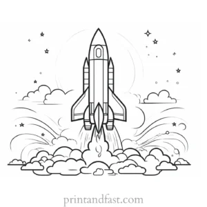 rocket ship coloring page design