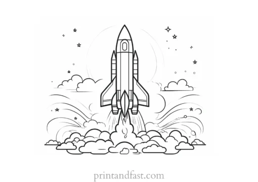 rocket ship coloring page design