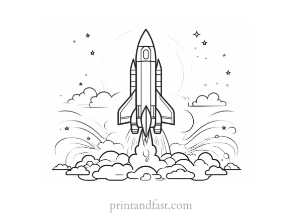 rocket ship coloring page design