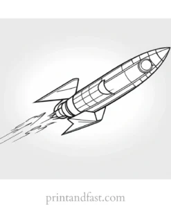 rocket ship coloring page easy