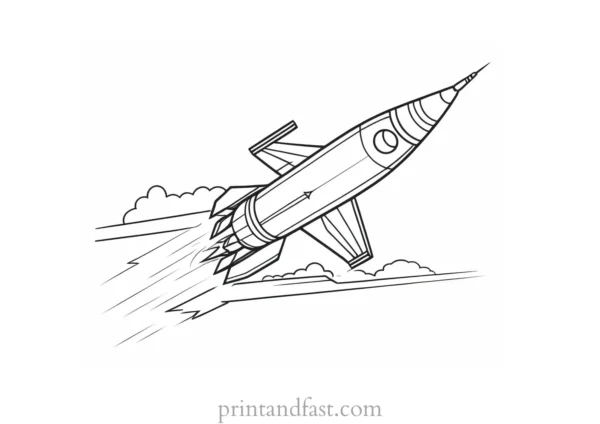 rocket ship coloring page for students