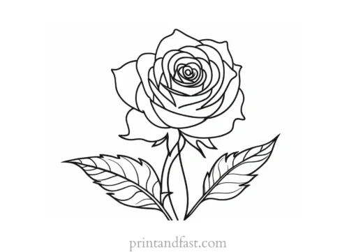 rose coloring page easy