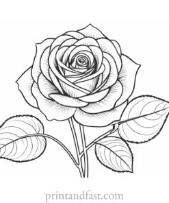 rose coloring page pattern