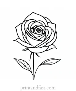 rose coloring page simple