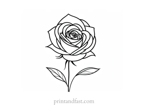 rose coloring page simple