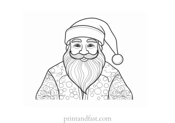 santa coloring page cheery