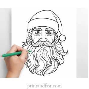 santa coloring page for kids