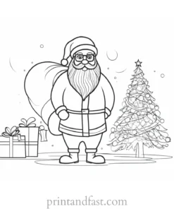 santa coloring page winter