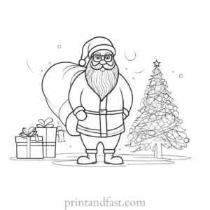 santa coloring page winter