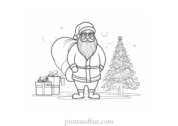 santa coloring page winter