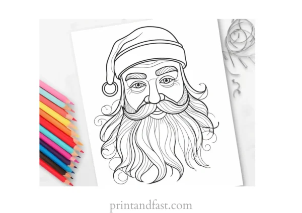 santa coloring page workshop