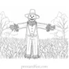 scarecrow Coloring Page Autumn