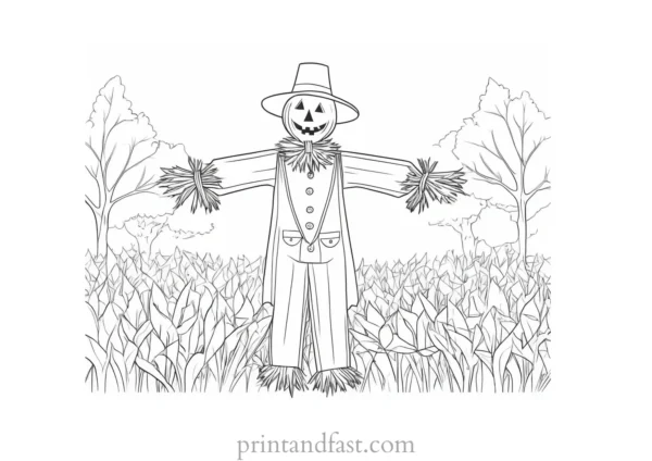 scarecrow Coloring Page Autumn