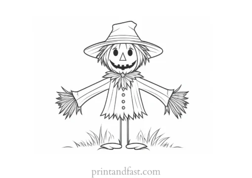 scarecrow Coloring Page Black and White