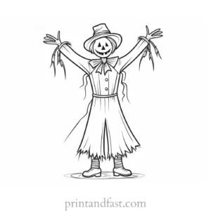 scarecrow Coloring Page Cartoon