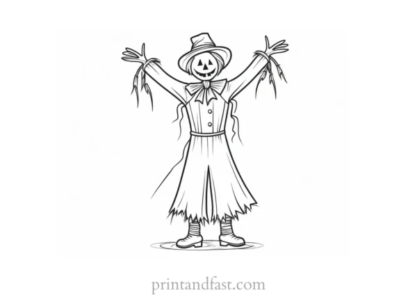 scarecrow Coloring Page Cartoon