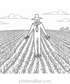 scarecrow Coloring Page Cornfield