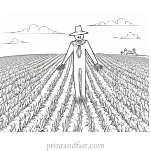 scarecrow Coloring Page Cornfield