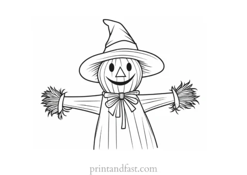 scarecrow Coloring Page Cute