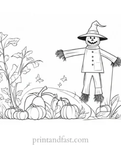 scarecrow Coloring Page Fall