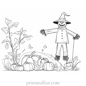 scarecrow Coloring Page Fall