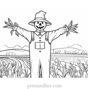 scarecrow Coloring Page Farm