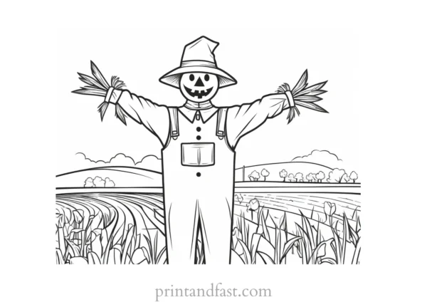 scarecrow Coloring Page Farm