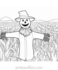 scarecrow Coloring Page Harvest